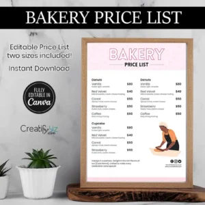 Bakery Price List