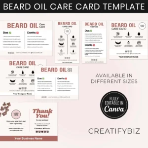 Beard Oil Care Card Template