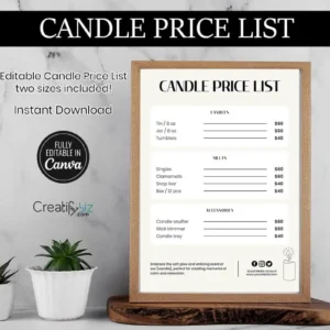 Candle Price List Template