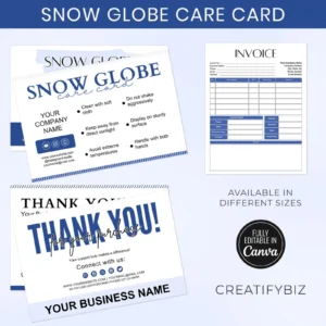 Editable Snow Globe Care Card Template