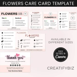 Printable Flower Care Card Template
