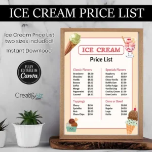 Ice Cream Price List Template Pdf