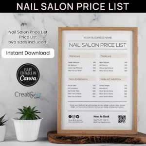 Nail Salon Price List Template PDF