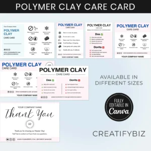 Polymer Clay Care Card Small Business Template