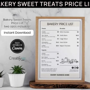 Bakery Sweet Treats Price List