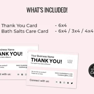 Bath Salts Care Card Template