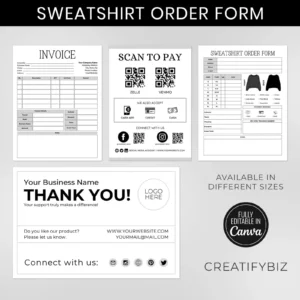 Editable Sweatshirt Order Form Canva Templates